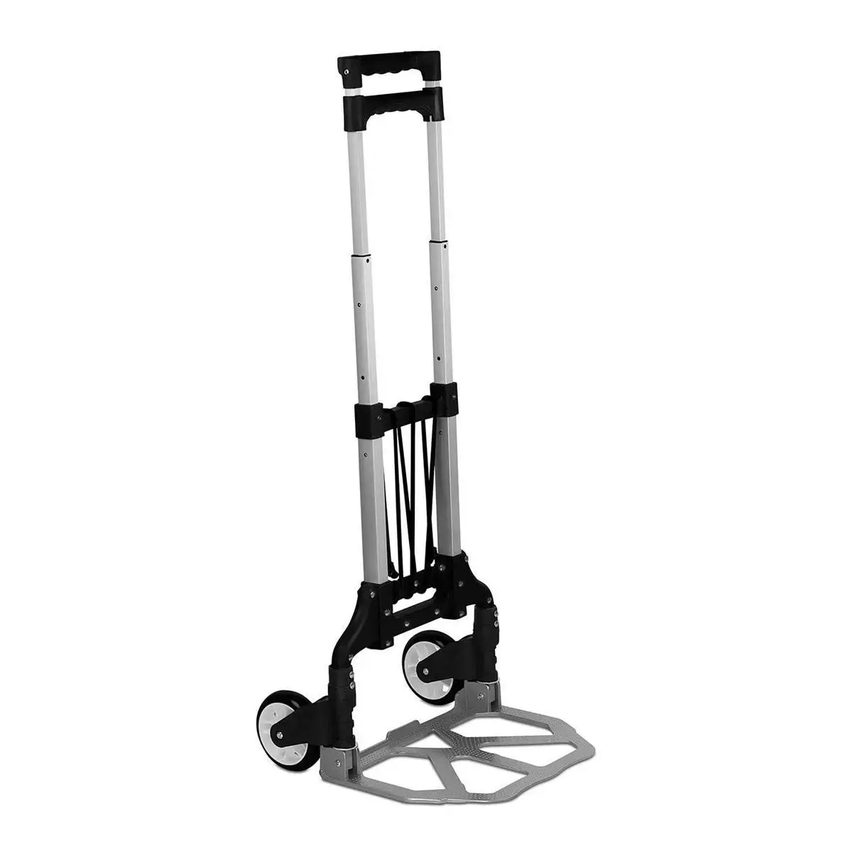 Folding Hand Truck and Personal Dolly, Foldable Aluminum Trolley Cart, 165 Lb Capacity Heavy Duty Dolly with Wheels of