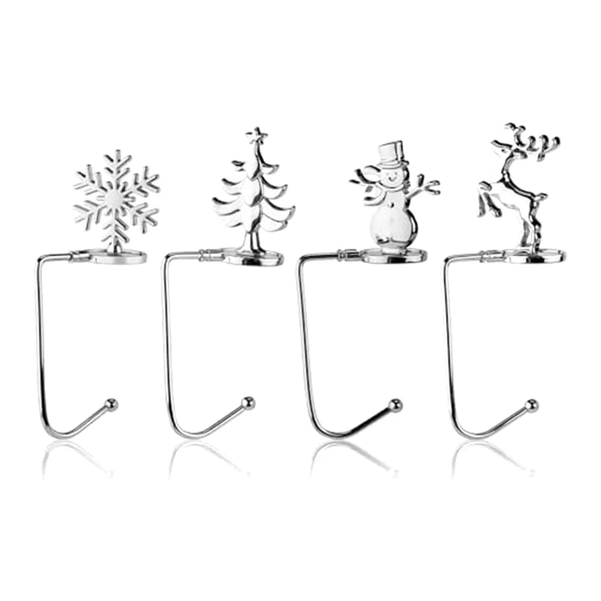 On sale 4Pcs Christmas Stocking Holder, Metal Xmas Tree Snowflake Decorative Stocking Holder Christmas Sock Hook Hangers