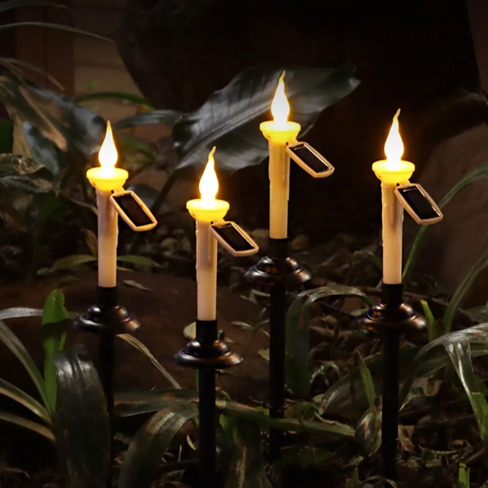 

4/6pcs Halloween Solar Candle Lights Flameless Rainproof Desktop Candle Lamp Home Landscape Decoration 2 in 1 Lawn Light