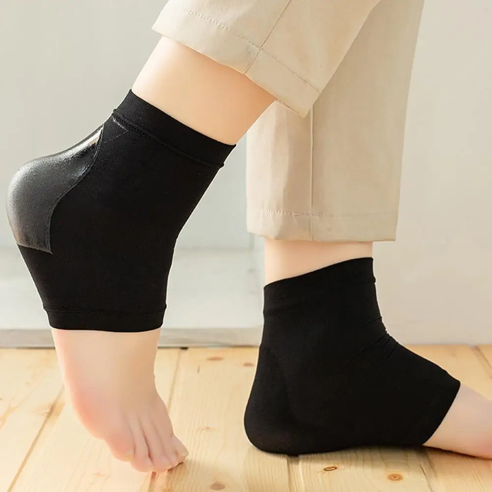 1 أزواج كعب واقية غطاء للقدم الكعوب الجوارب سيليكون قدم الرعاية الألم للجنسين الإغاثة ترطيب مكافحة الكراك الأسود جورب سيلي P2P7