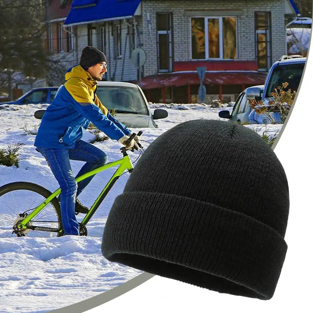 Unisex Winter Knitted Hat Fleece Warm Anti slip Windproof Ear Cap Outdoor Cycling Skiing Beanie Headwear 니트의 비니