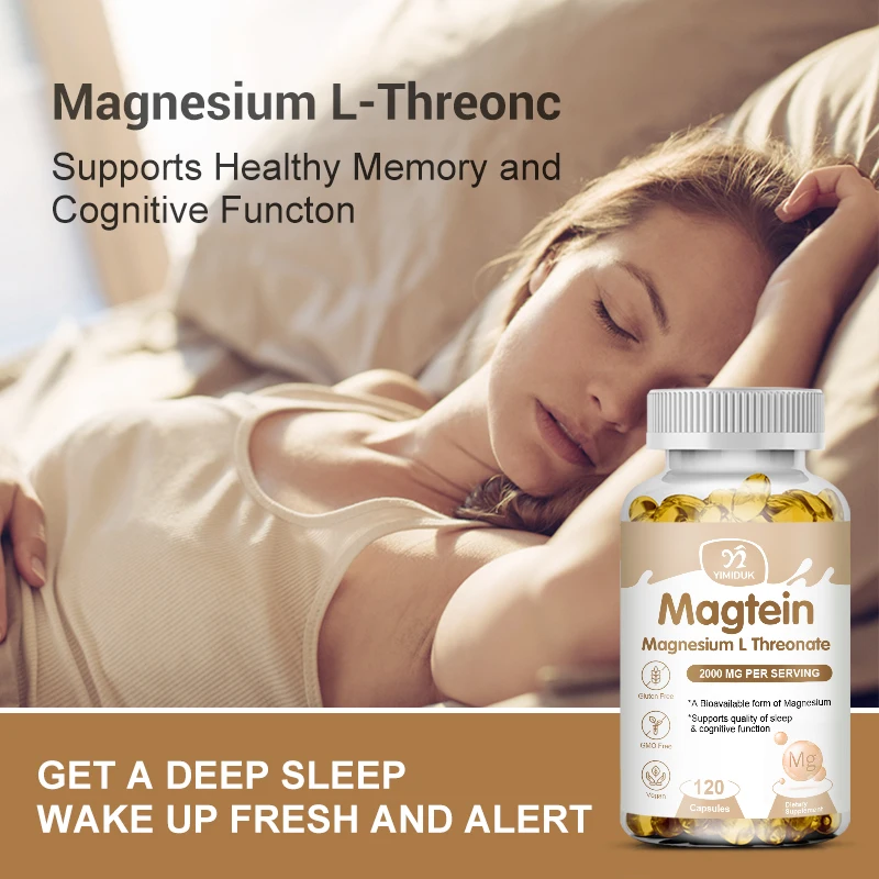 60/120 Capsules Magnesium L-threonate, Magnesium L-threonate, Brain Health, Memory & Attention, Gluten Free, Vegetarian, Non-GMO