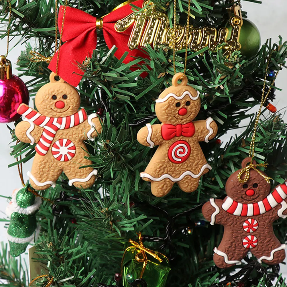 

12Pcs Gingerbread Man Ornaments Cute Christmas Tree Hanging Decorations Fine Workmanship Smooth Edges for Holiday Home Festive