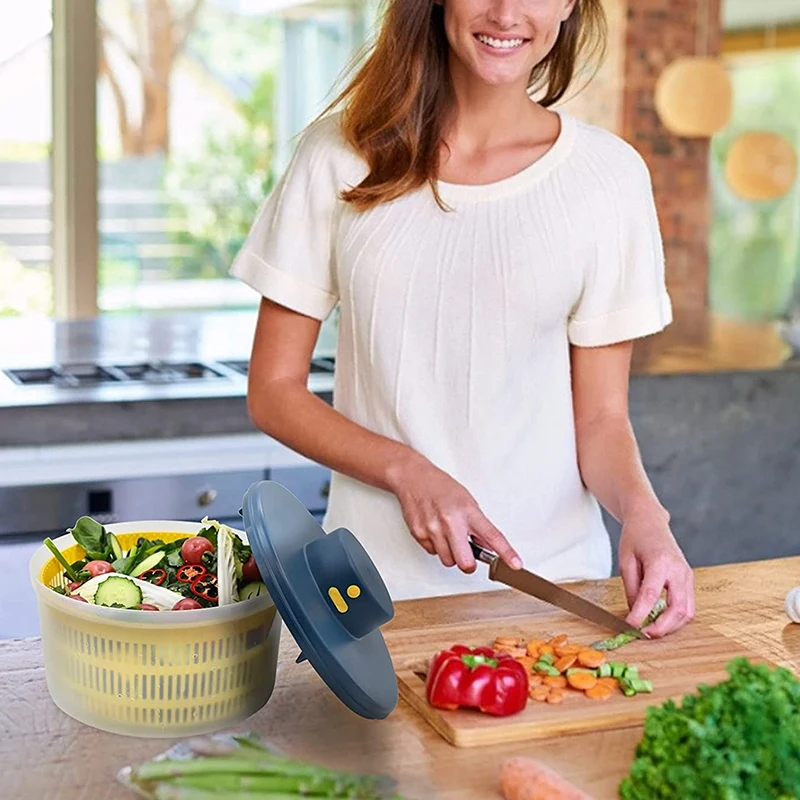 Electric Salad Spinner - Lettuce Vegetable Dryer, USB Rechargeable, Quick Drying Lettuce Fruit Spinner With Bowl