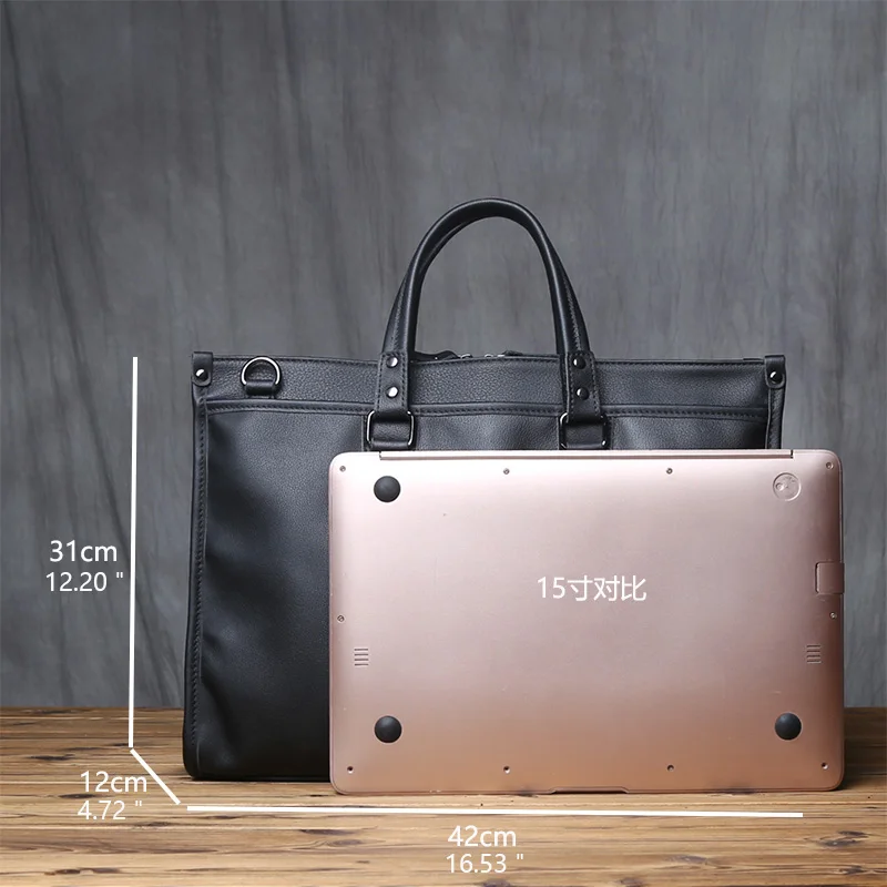 NZPJ Echtem Leder Männer Aktentasche Natürliche Rindsleder Casual Handtasche Weiche Leder Business Schulter Tasche Für 16 Zoll Laptop – Detail 4