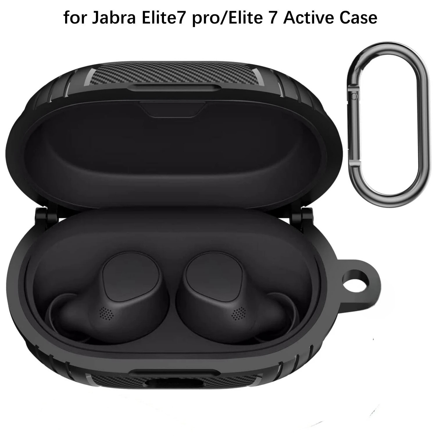 Shockproof Carbon Fiber Earphone Case For Jabra Elite 7 Pro / Elite7 Active Protective Cover Anti-drop Silicone Headphone case