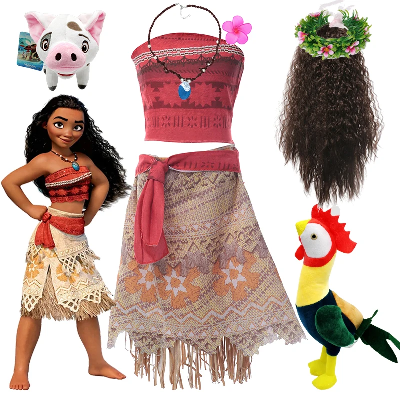 

2024 Disney Moana Costumes for Girls Moana Princess Dress Cosplay Costumes Purim Carnival Halloween Party Birthday Clothings