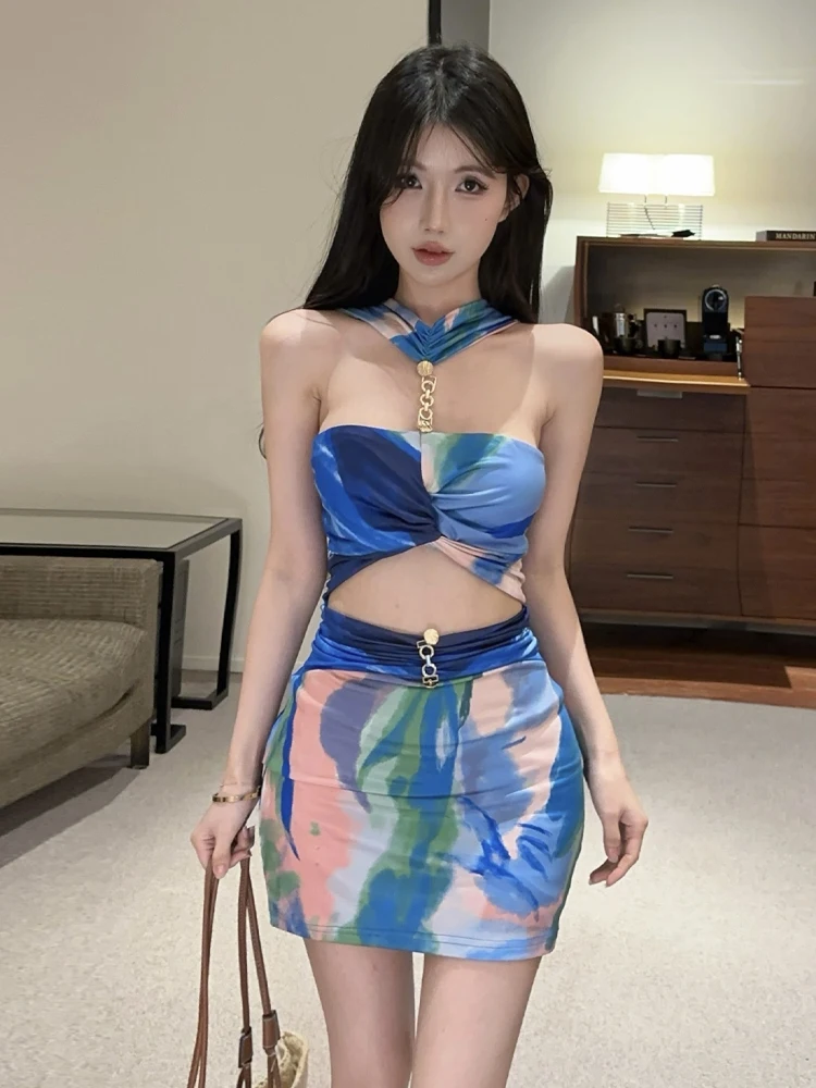 

Сексуальное контрастное цветное платье с принтом воздуха, облегающее талию платье с вырезом Ba, облегающая юбка ort Length H-ape