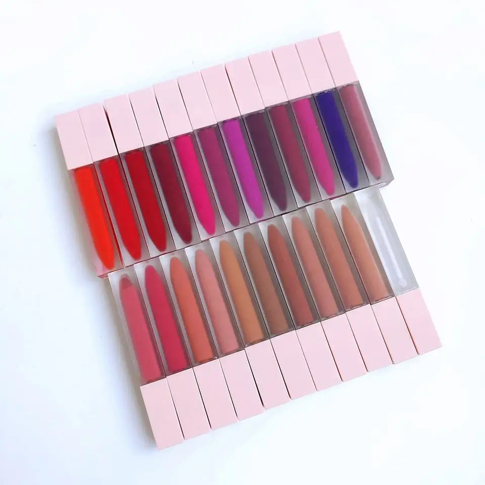 

20PCS Lip Gloss Wholesale Private Label Lipgloss Pink Packaging Matte Liquid Lipstick Cosmetics Vendors Bulk For Business