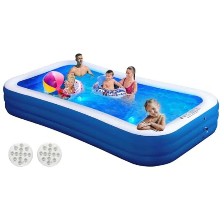 

Inflatable Swimming Pool for Outdoor Garden Backyard Summer Water Party, PVC Blue, 130 x 72 x 22, Full-Sized Family Pool with B