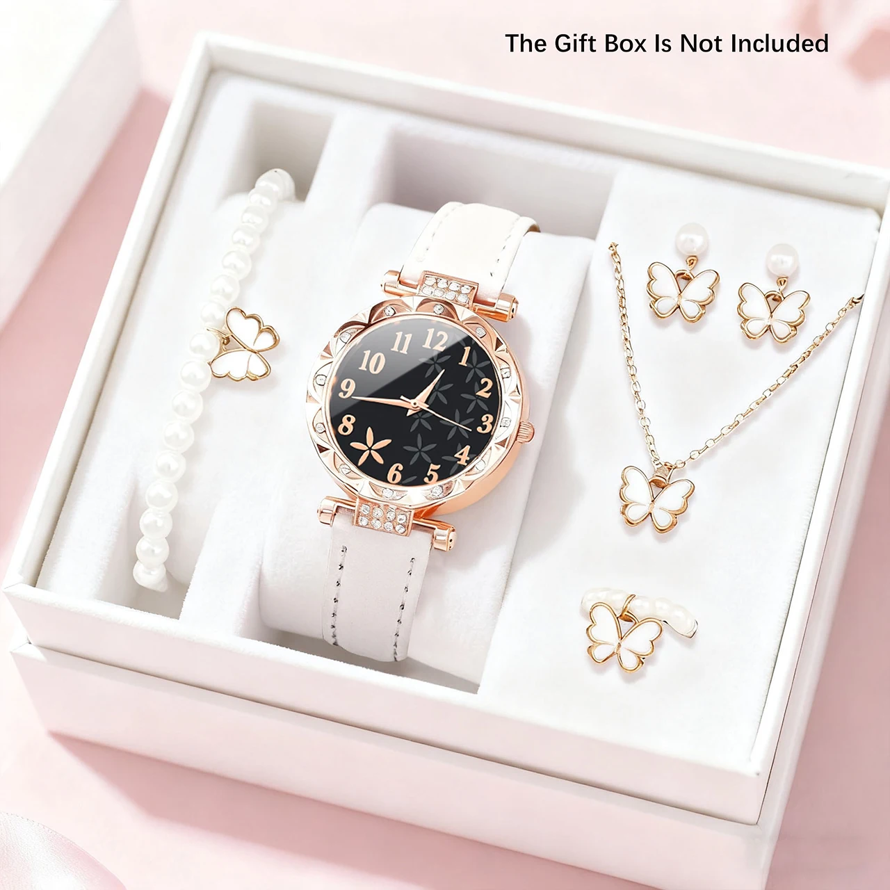 6-piece Fashion Women's Quartz Watch with Necklace Set, Suitable for Daily Wear and Gift Giving