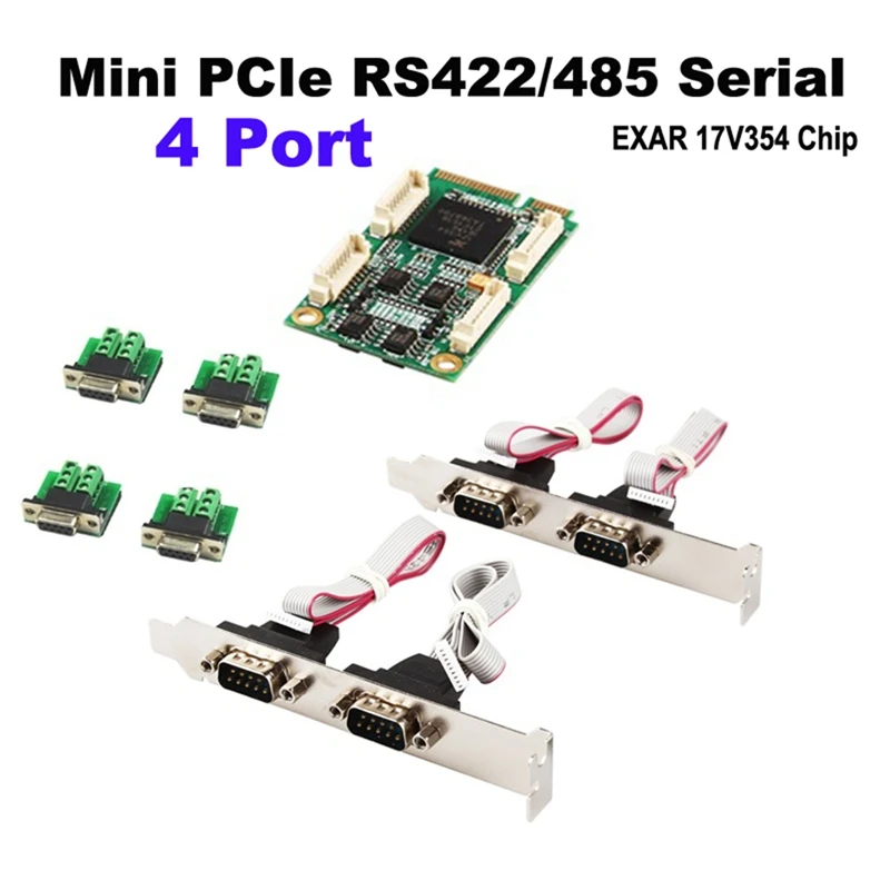 Mini PCIe 4 Ports RS422 RS485 Db9 Com Half Size Mini PCI Express Serial Port Industrial I/O Controller Card