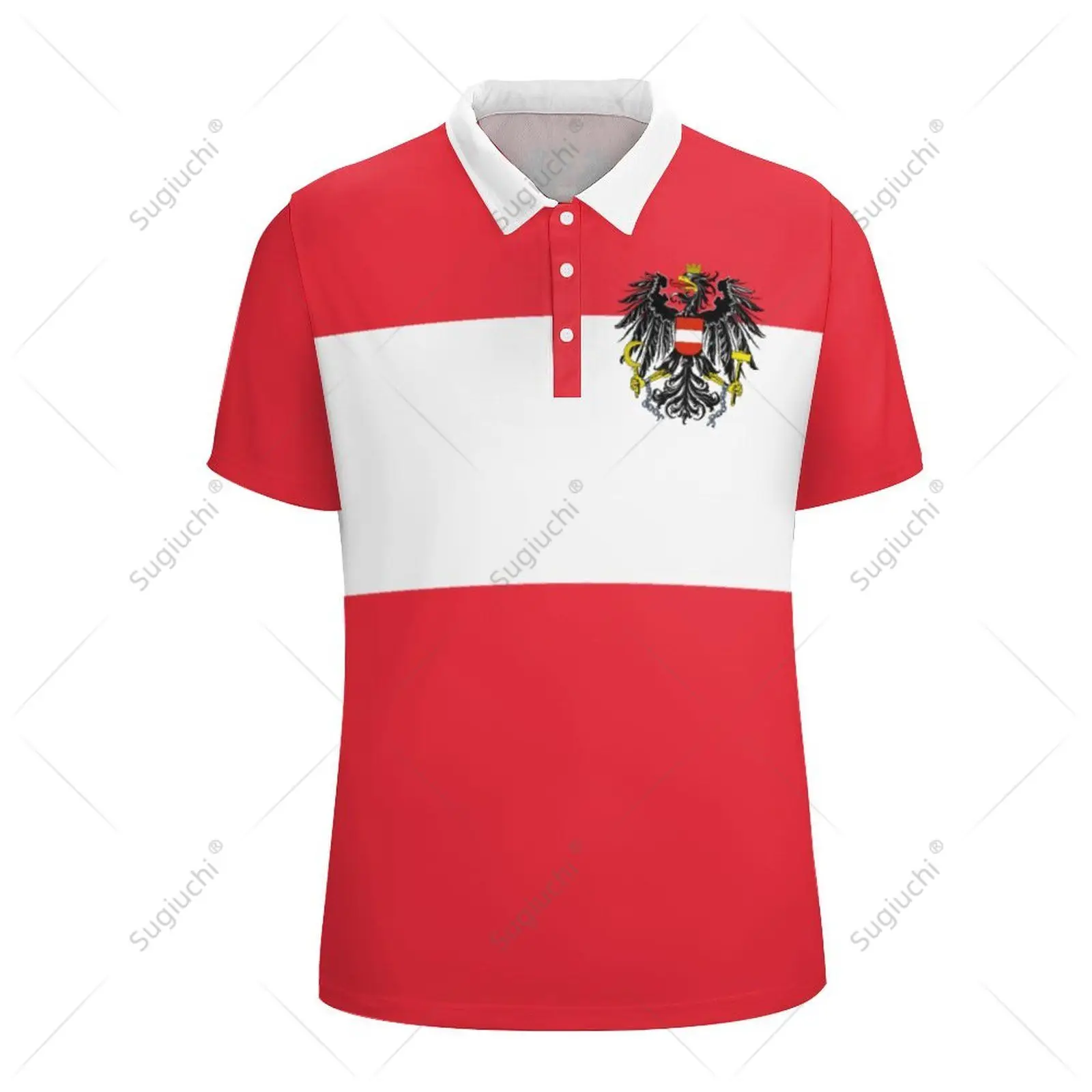 Unisex Polo Shirt Austria Flag 3D Print Man Polo Fashion Clothing Tracksuits Short Sleeves