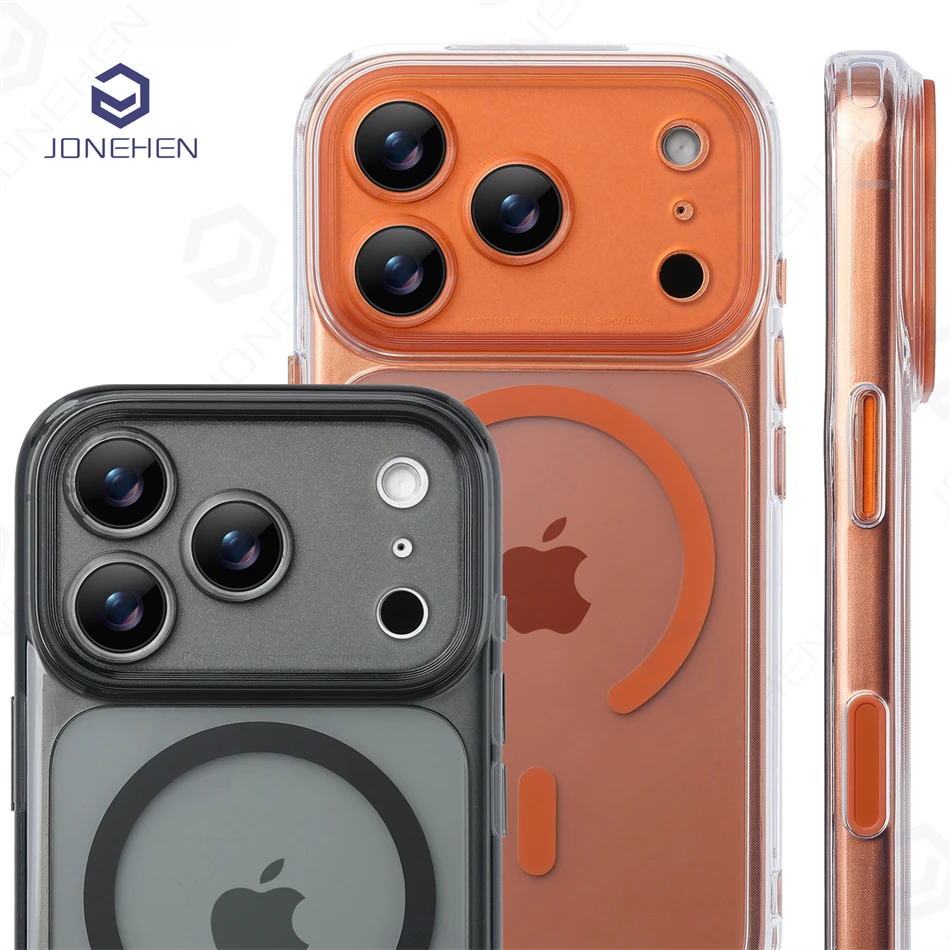 Business Matte Clear Camera Button Magnetic Case For iPhone 17 18 Pro Max Air 17pro Detachable Lens Shockproof Cover For Magsafe