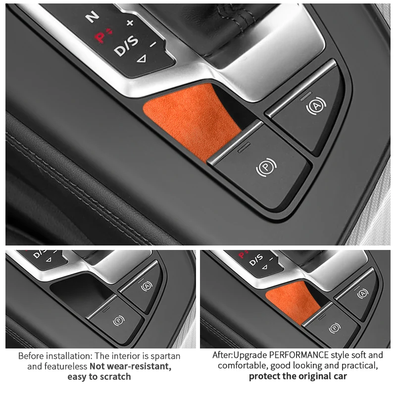 For Audi Sport A5 F5 ( 2016+ ) A4 S4 S5 B9 (2016+) Handbrake Button Knob Trim Sticker Car Interior Accessories Made of Alcantara