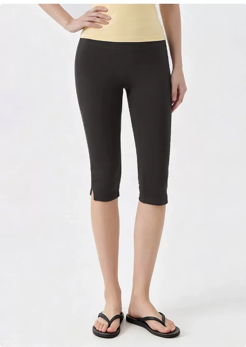 Damen Capri-Trainingsleggings mit hoher Taille, ultraweiche, atmungsaktive, elastische Fitnesshose für Yoga, Pilates, Laufen und Fitnessstudio – Detail 13