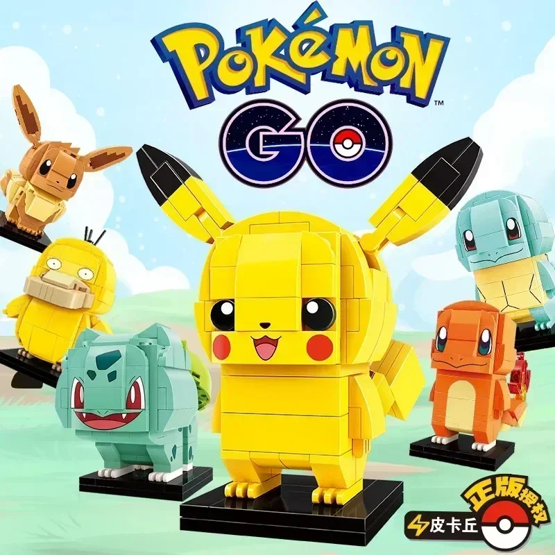 Keeppley Pocket Monster Pokemon Pikachu Psychk Charmander Assembly Block Children's Toys Kawaii Squirtle Model Gift Decoration