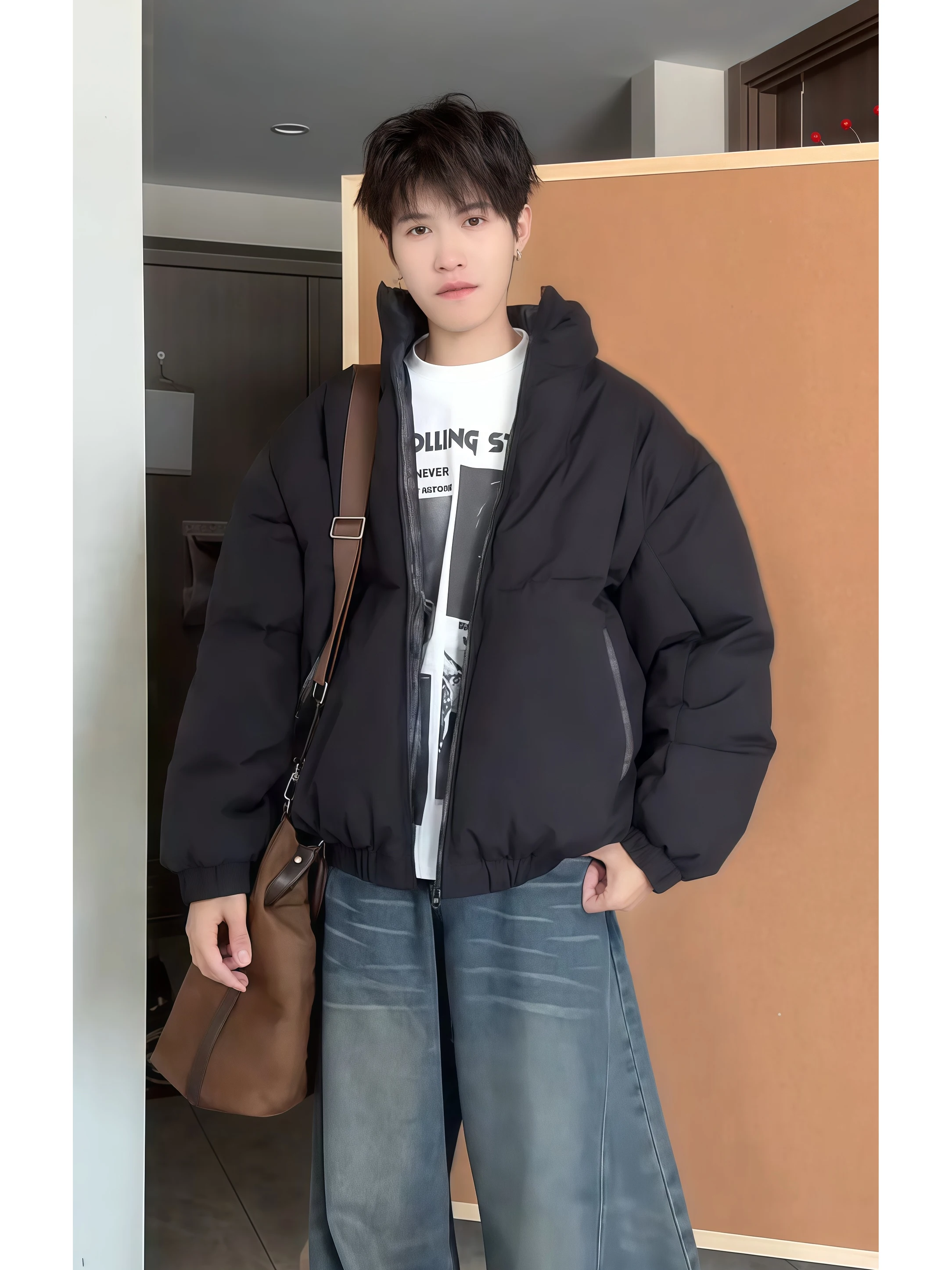 

Мужская зимняя куртка Bla с воротником-стойкой, утепленная хлопком, универсальный дизайн, теплая верхняя одежда для пар