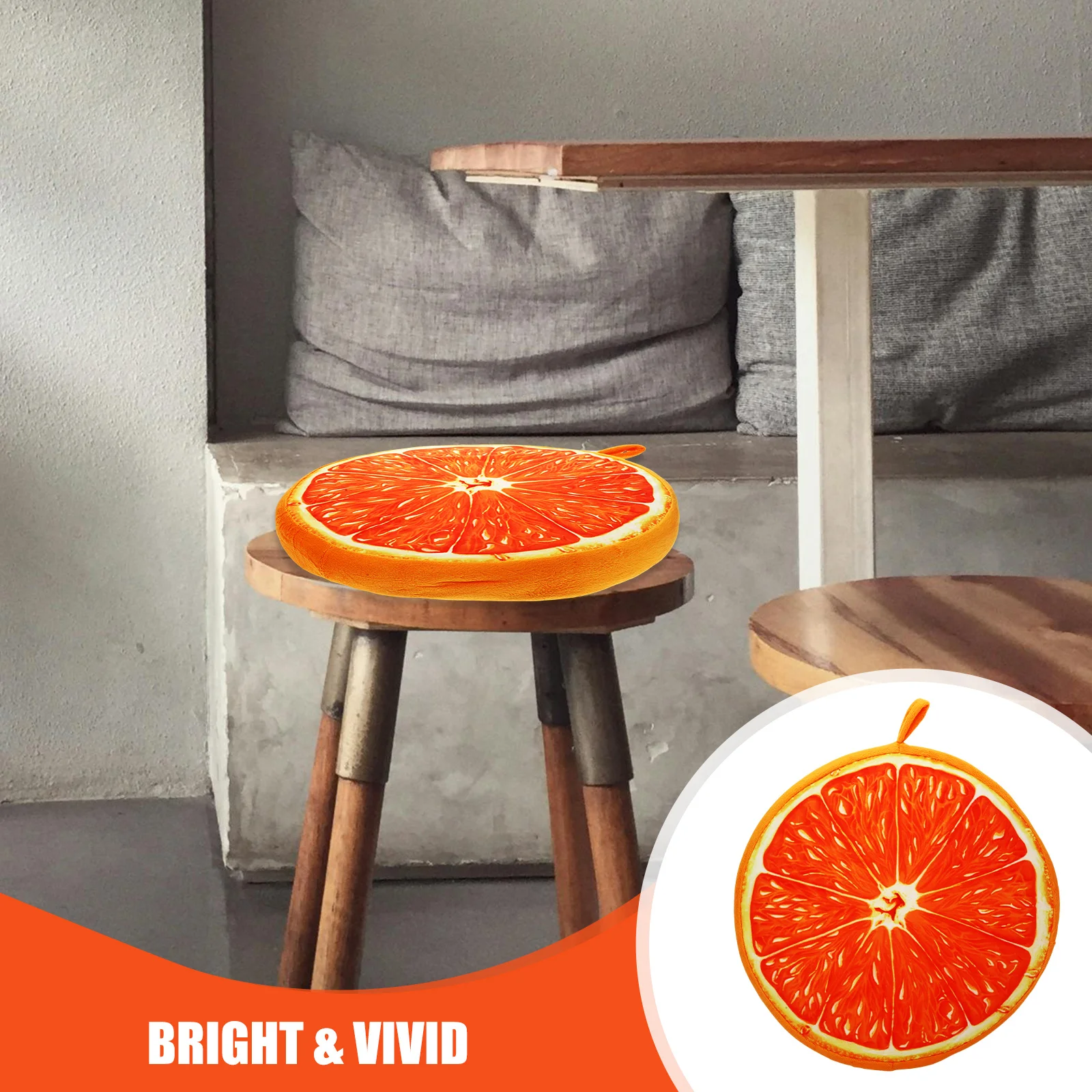 Fruit Seat Cushion Orange 33cm 3D Fresh Fruit Print Soft Pillow for Home Office Sofa Chair Decoration Round Floor Cushion