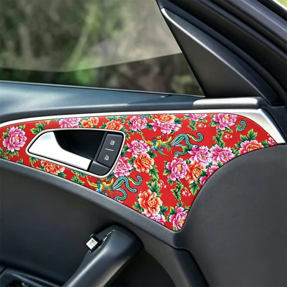 Car Vinyl Wrap Phoenix‌ Flower Car Floral Stickers and Decal Car DIY Exterior Interior Decor Motorcycle Bike