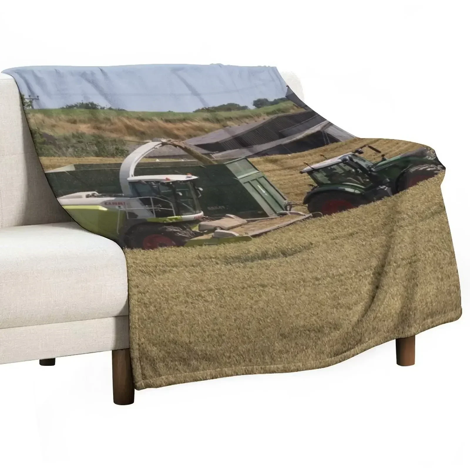 

Harvest time, Fendt bring in the grain Throw Blanket Thins Luxury Designer Flannels Blankets