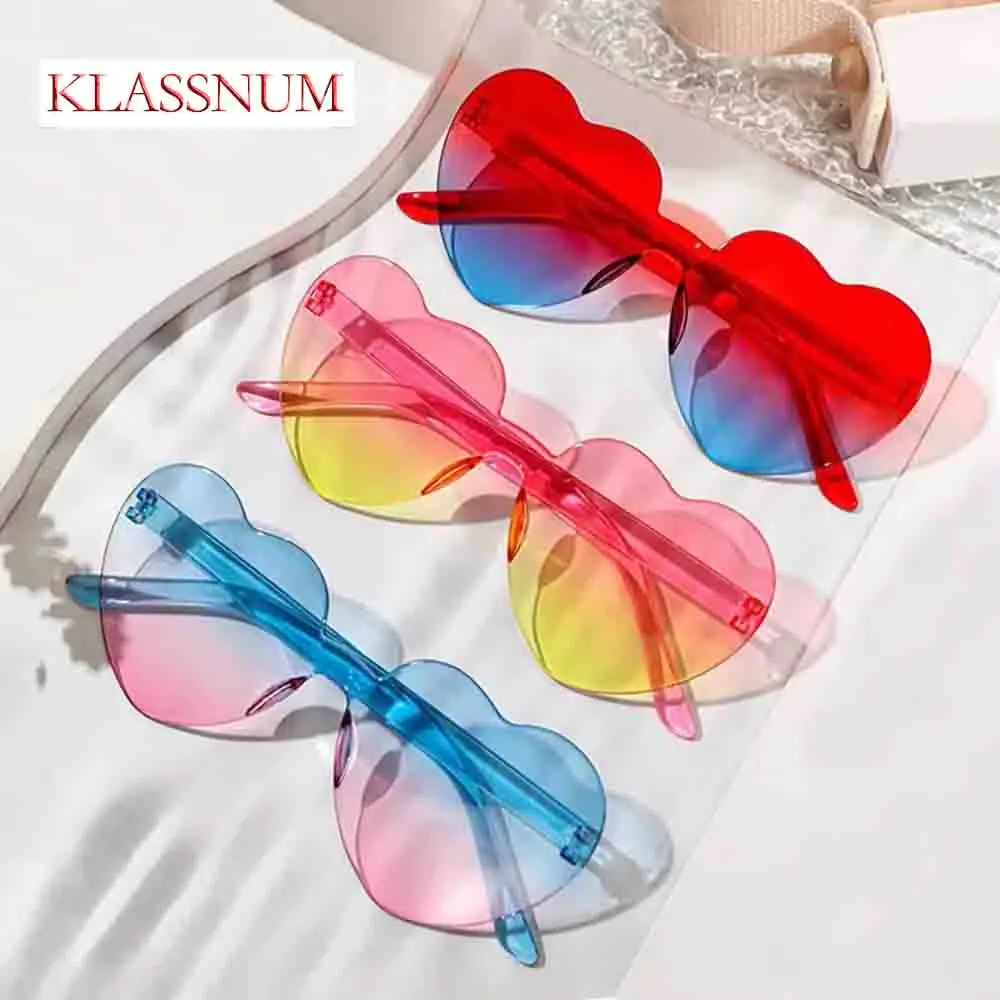 

Fashion Colorful Heart-shaped Sunglasses Women Party Girls Outdoor Sun Protection Jelly Gradient Sun Glasses Goggles UV400 1Pcs