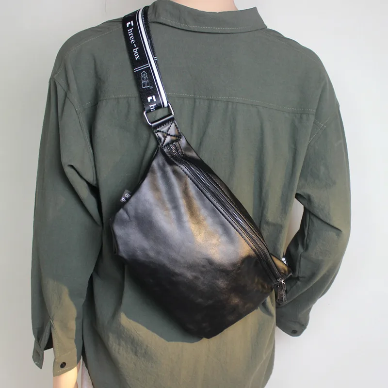 Teebox Modna męska torba na klatkę piersiową Jedno ramię Sportowa torba rowerowa Skośna torba Miękka skóra Duża pojemność Casualowa torba crossbody