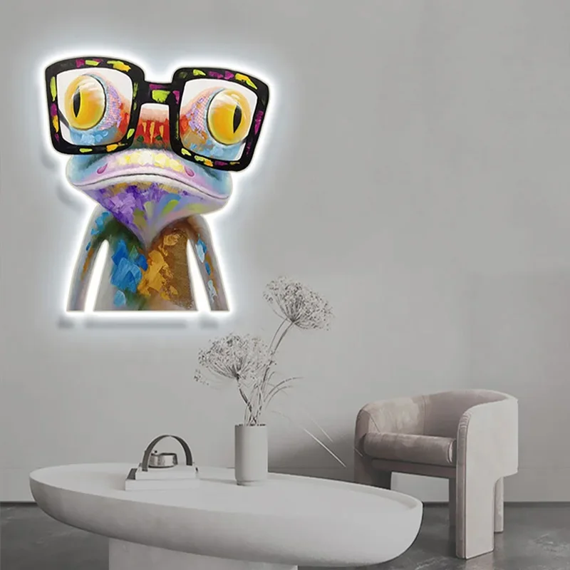 LED Backlit Modern Art Wall Painting Cartoon Decorative Mural Light for Bedroom Living Room Home Decor