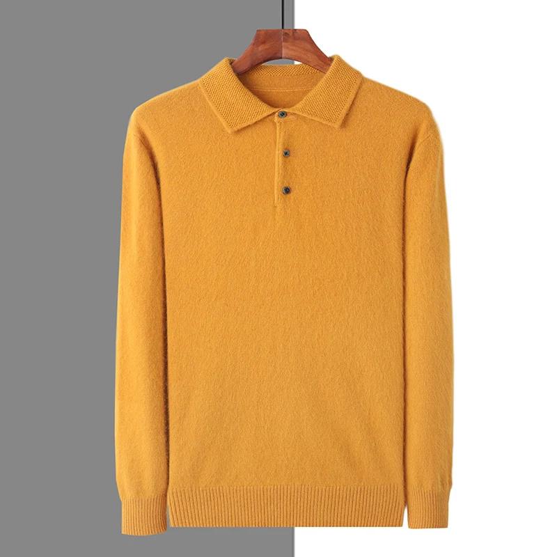 Maglione di cashmere di visone da uomo autunno e inverno POLO collo spesso pullover ananas ago sciolto plus size maglione casual maglia top