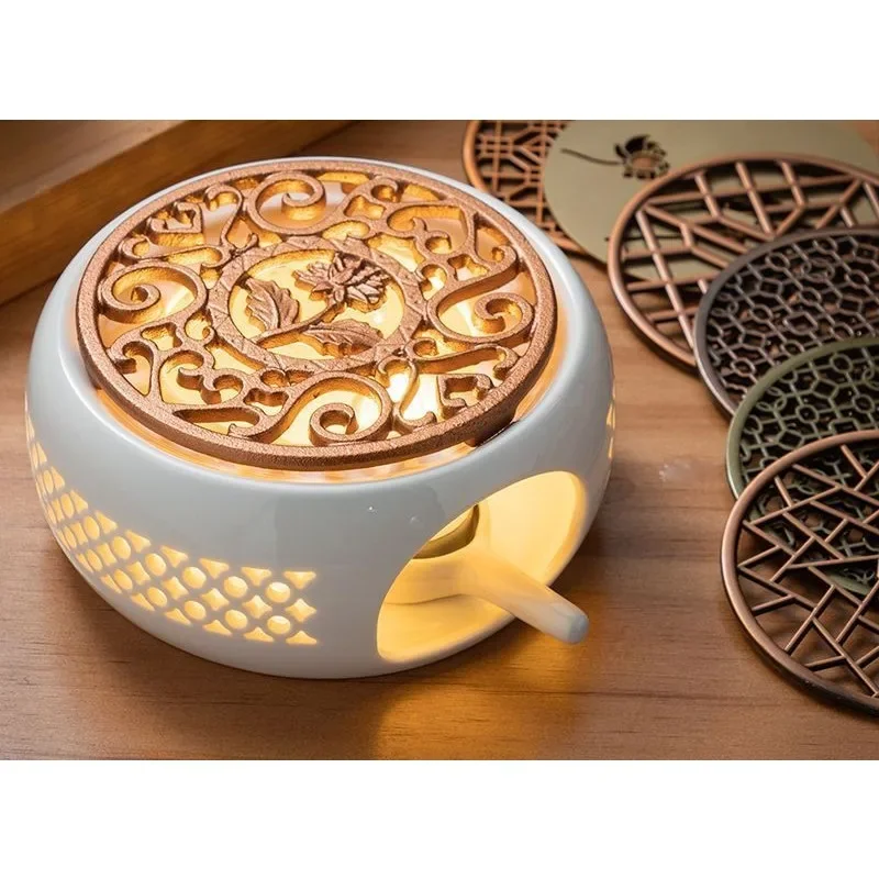 Ceramic Teapot Warmer Holder Base Tea Warmer Insulation Base Tea Coffee Water Warmer Candle Heating Base Holder Teaware