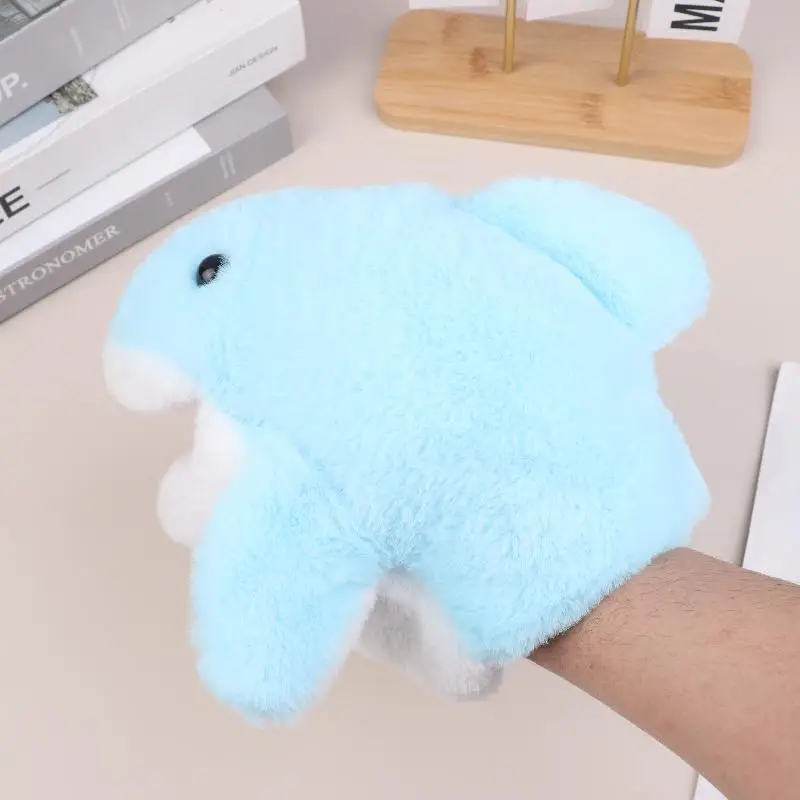 1Pcs Blue Shark Hand Finger Story Puppet Cute Dolls Stuffed Plush Animal Toy Educational Baby Toys Simulated Shark Children Gift