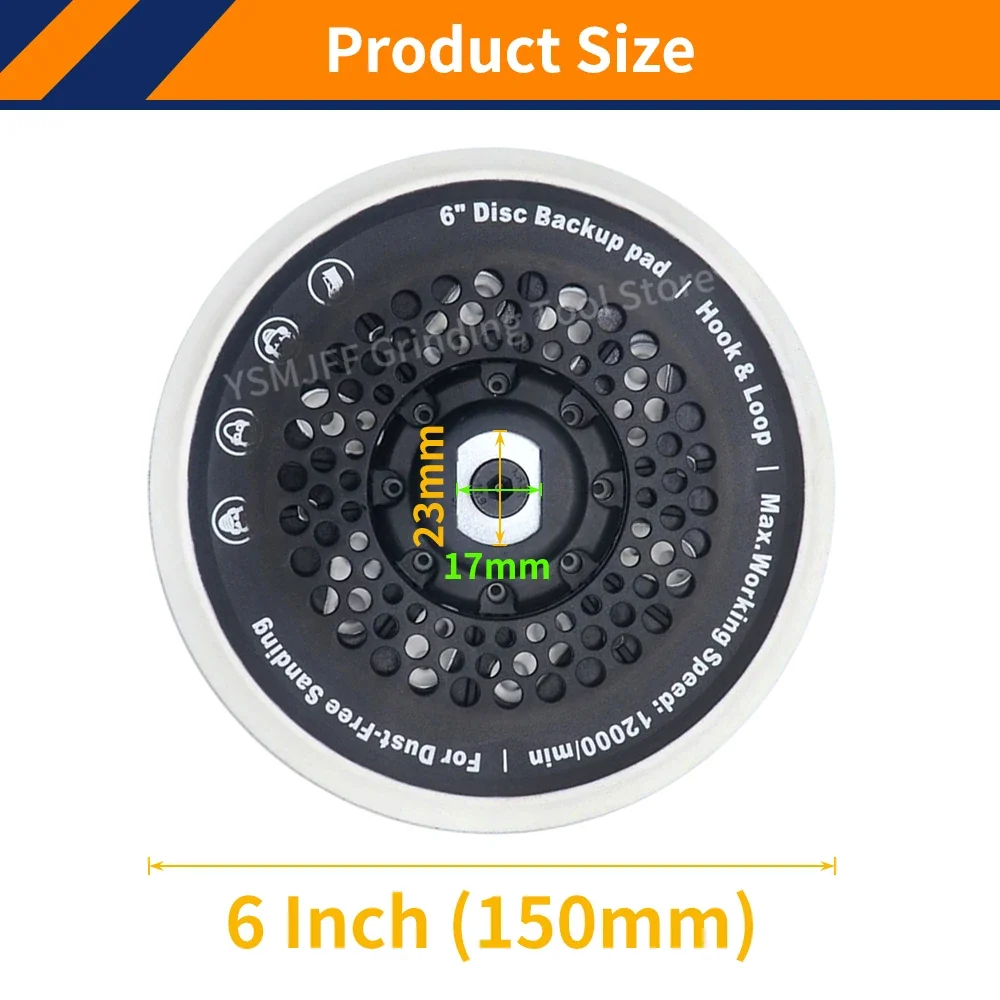6 Inch 52 Hole Dust-Free Orbital Sander Hook & Loop Sanding Pad Self-Adhesive Sanding Pad for Rupes 6