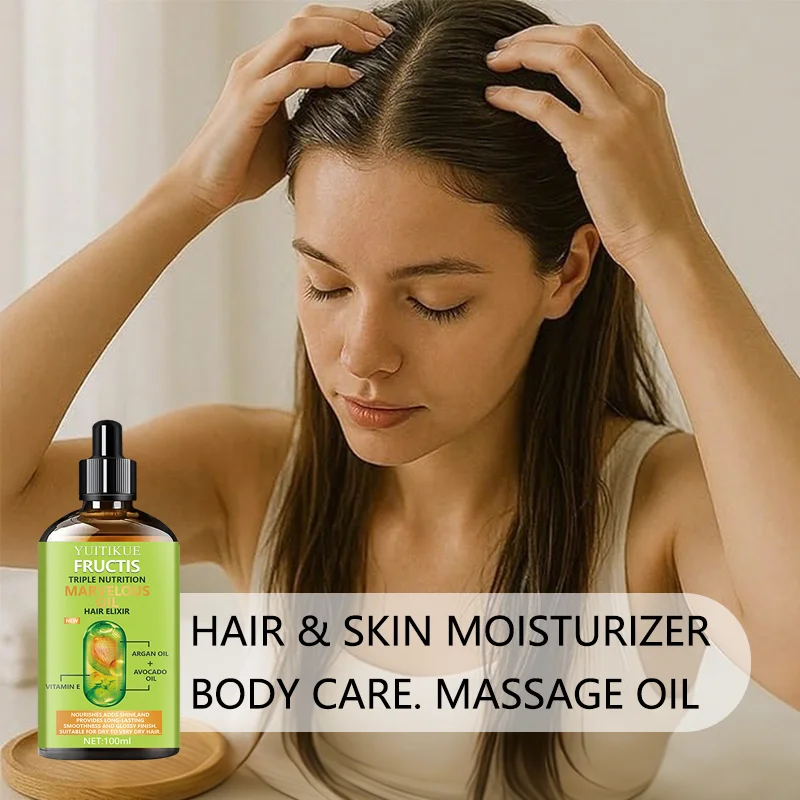 

YUITIKEU Hair Oil enhances shine and provides long-lasting smoothness and gloss effect. Suitable for dry to very dry hair.