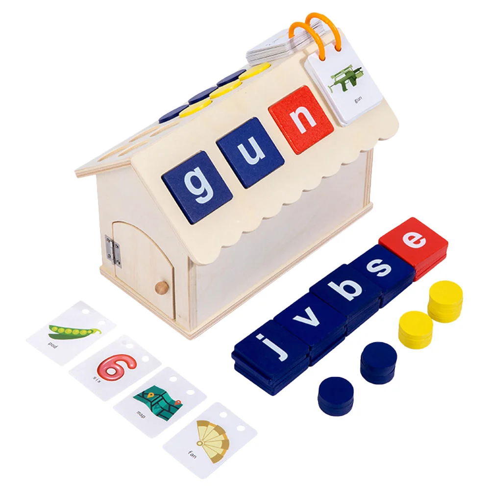 

Alphanumeric Game Kids Learning Plaything Alphabet Cabin Wood For Toddlers Wooden Letters Cards Baby