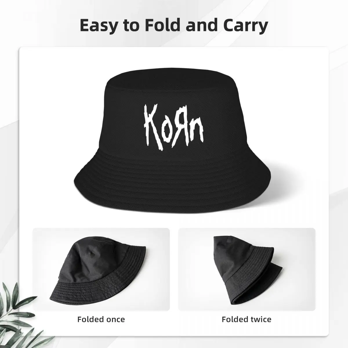 Women Men Korn Band Logo Bob Hats Merch Beach Hatwear Nu Metal Bucket Hat Fishing Caps for Outdoor Sport