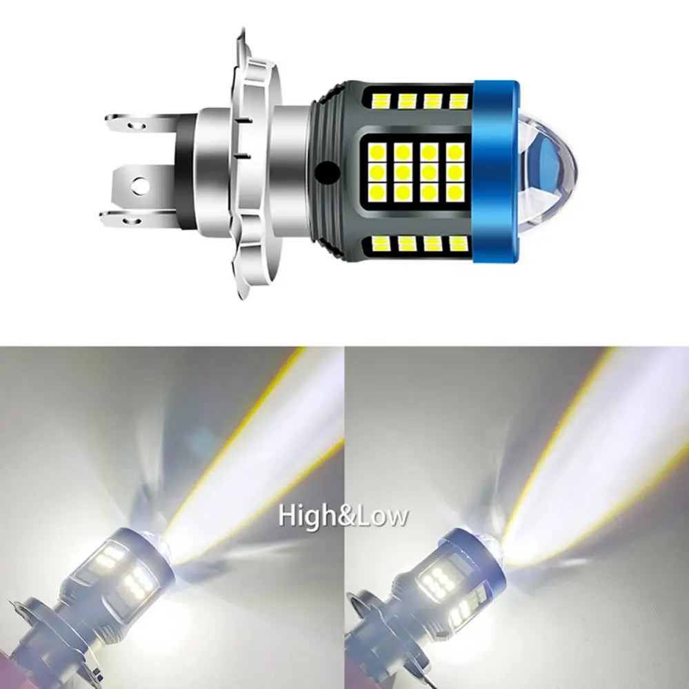 H4 Hi/Lo Beam 1200LM 360 Degree Super Bright White 6000K 12 - 80V 3030 Chips Motorcycle Headlight Bulb with Lens