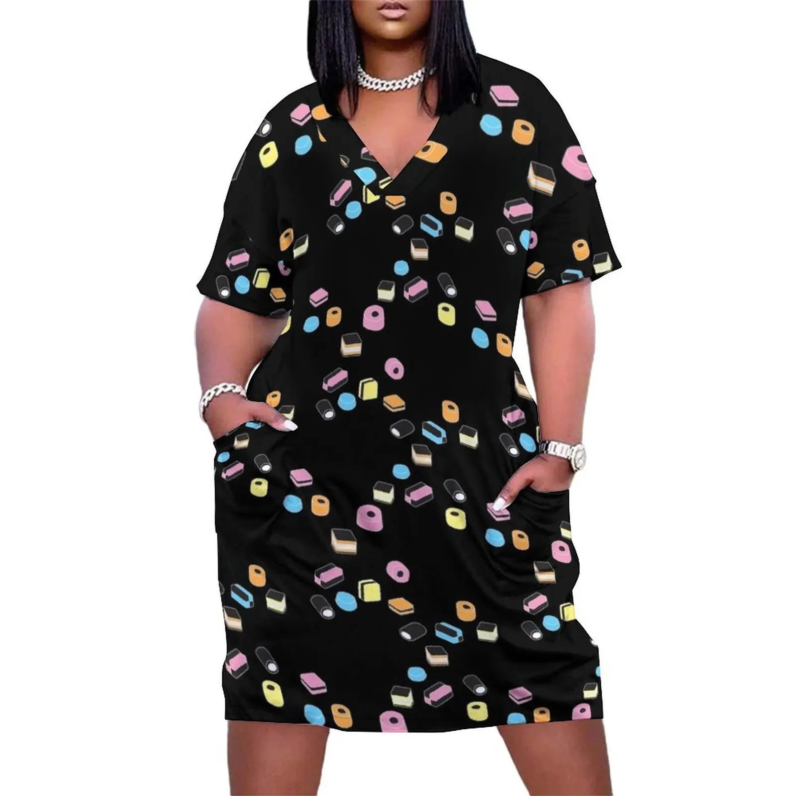 

Liquorice allsorts Loose Pocket Dress woman dress dress luxury women's party evening prom Elegant gowns