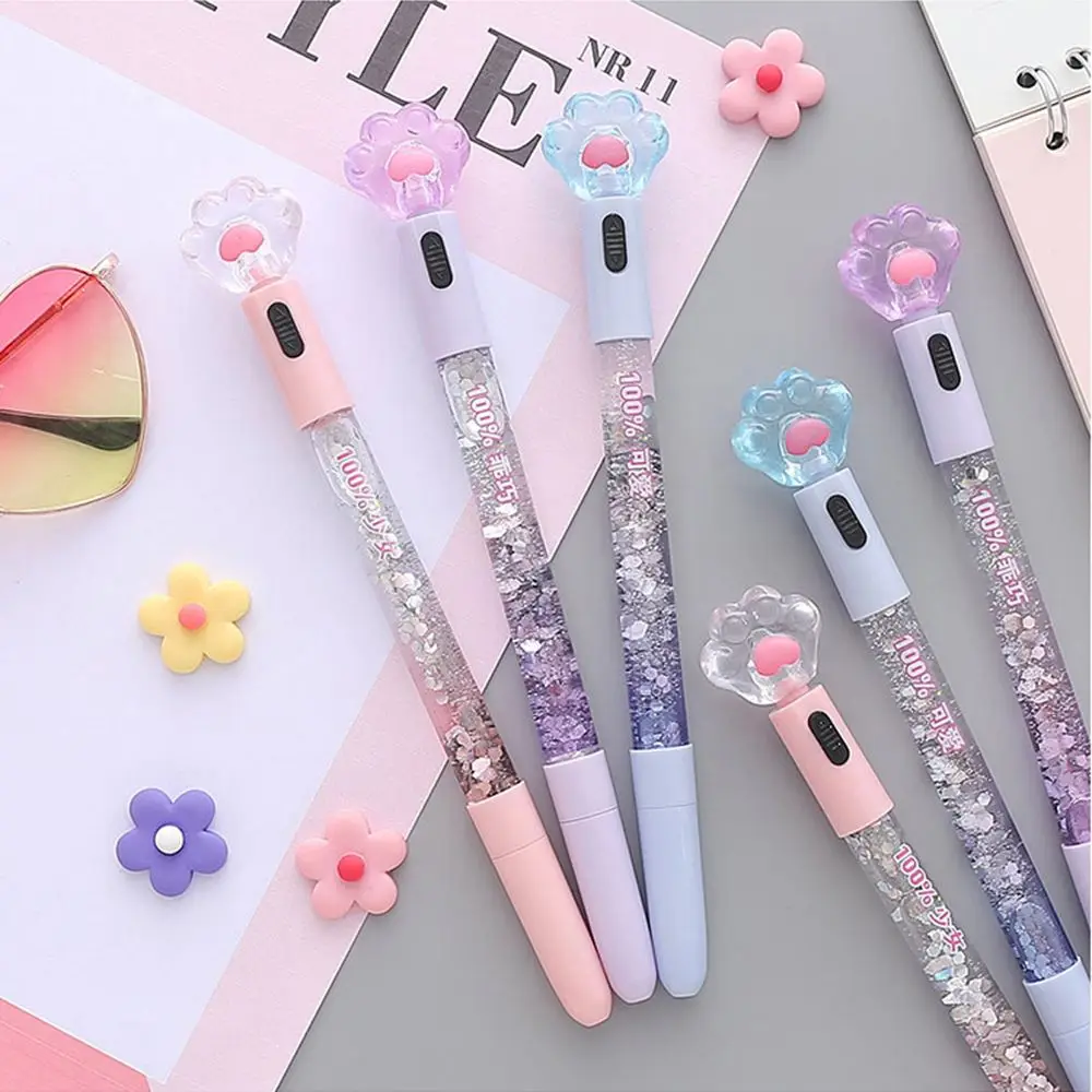 Tool 0.5mm Refill Cat Claw Office Supplies Heart Black Ink Signing Pen Luminous Gel Pen Glitter Lights Pen Quicksand Pen