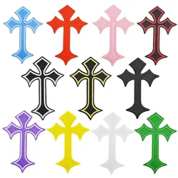 Distintivi colorati della croce cristiana Appliques del ricamo dell'emblema della toppa del ferro per i cappucci delle magliette accessori di abbigliamento fai da te