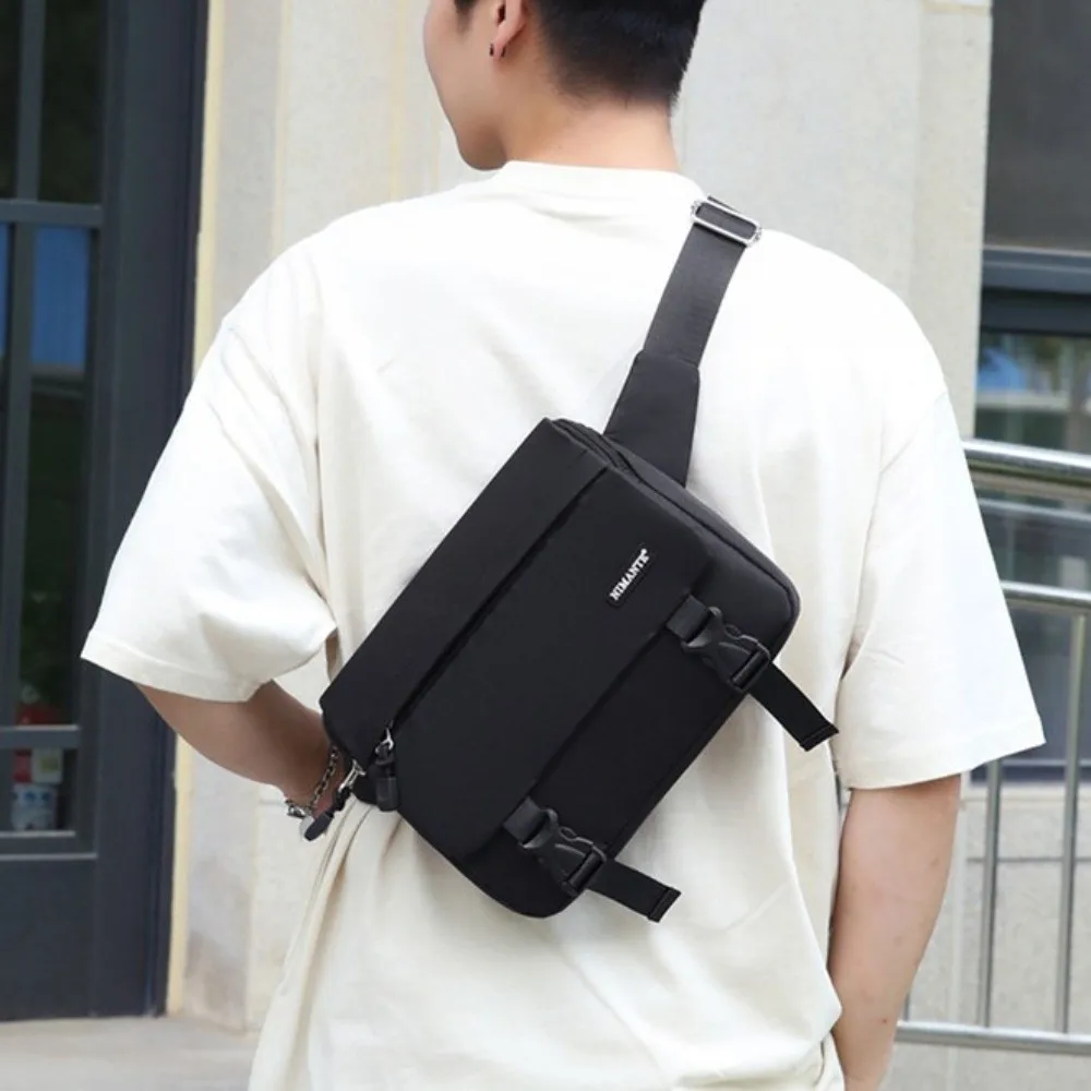 

Waterproof Men Crossbody Bag Phone Pouch Large Capacity Student Shoulder Bag Black with Multiple Pockets Messenger Bag