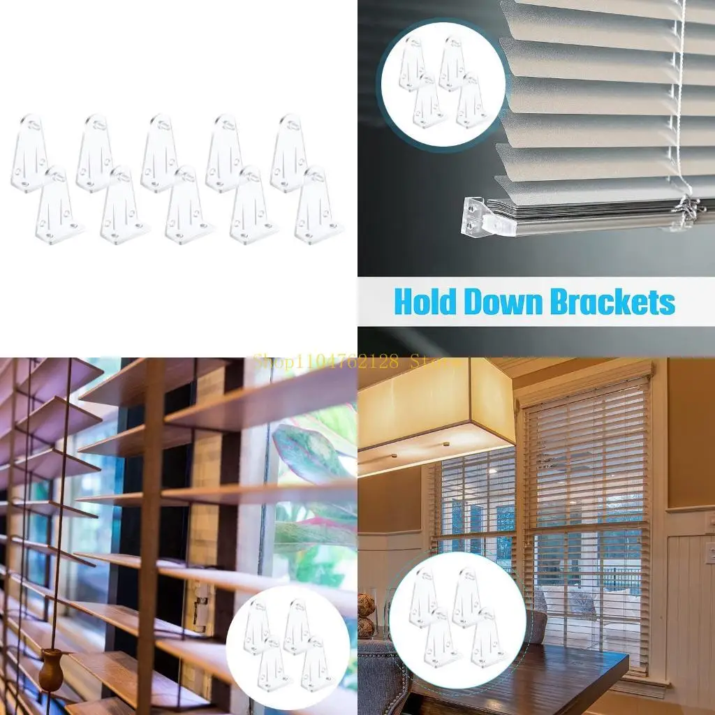 10 Stück Niederhalteklammern aus durchsichtigem Kunststoff für Jalousien, untere Schienenhalter-Clips für 5,1 horizontale und