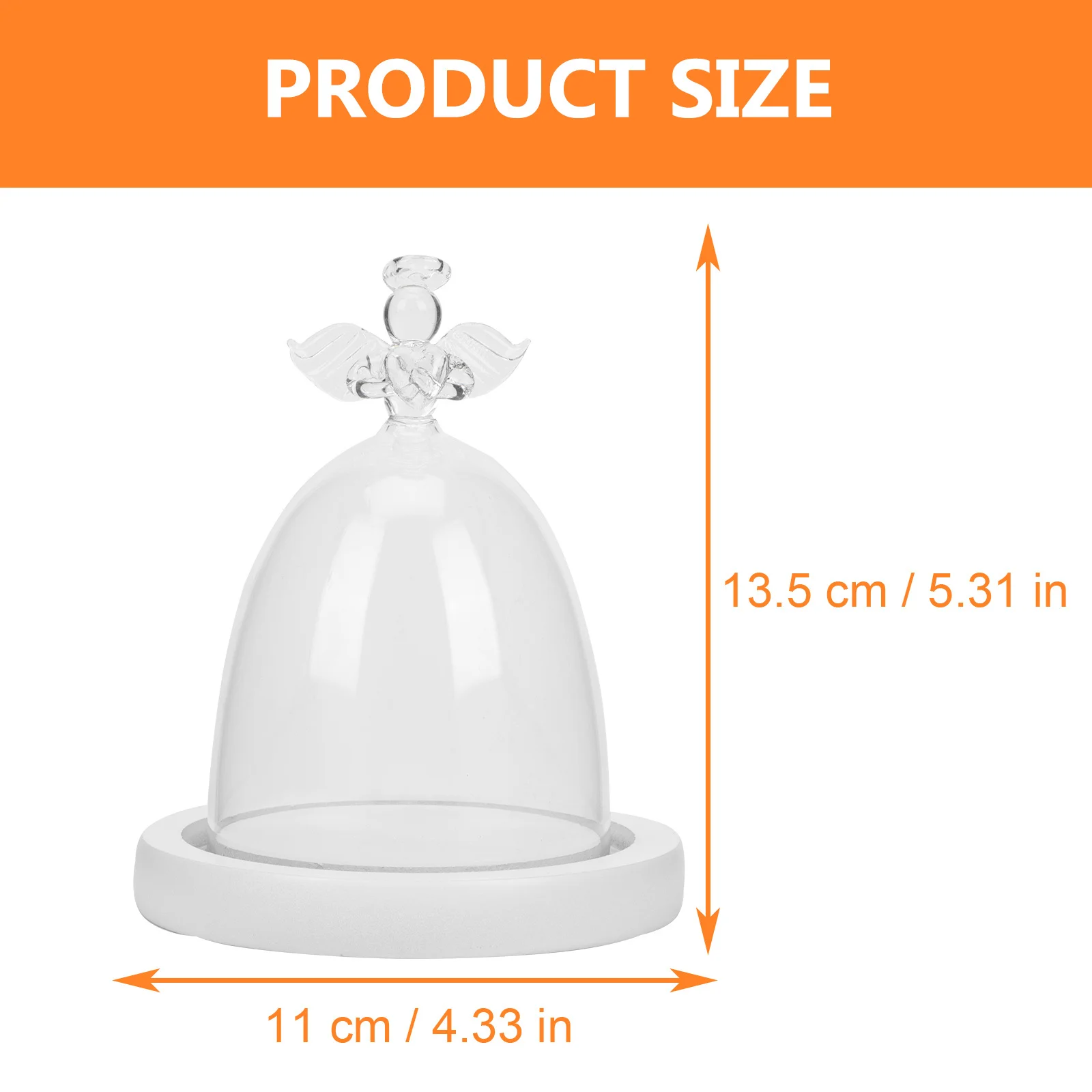 

Premium Material Glass Dome with Wooden Base Beautiful Romantic Angel Shape for Eternal Flowers Home Tabletop Display 120mm