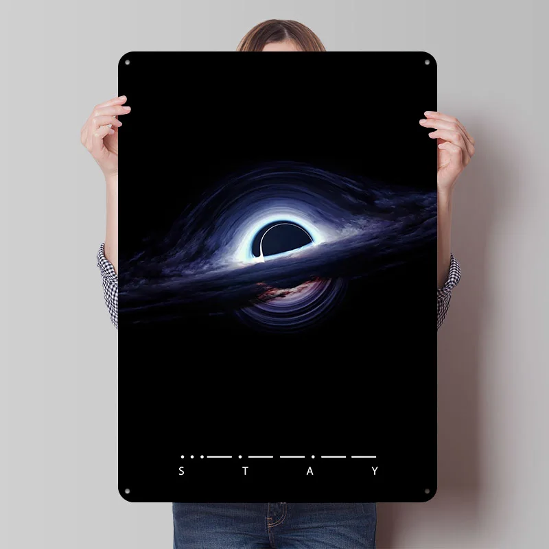 ثقب أسود في الفضاء المعادن المشارك تين علامات جدار الفن خمر الديكور الداخلي علامة معدنية مخصصة للديكور المنزل غرفة الرجعية #1