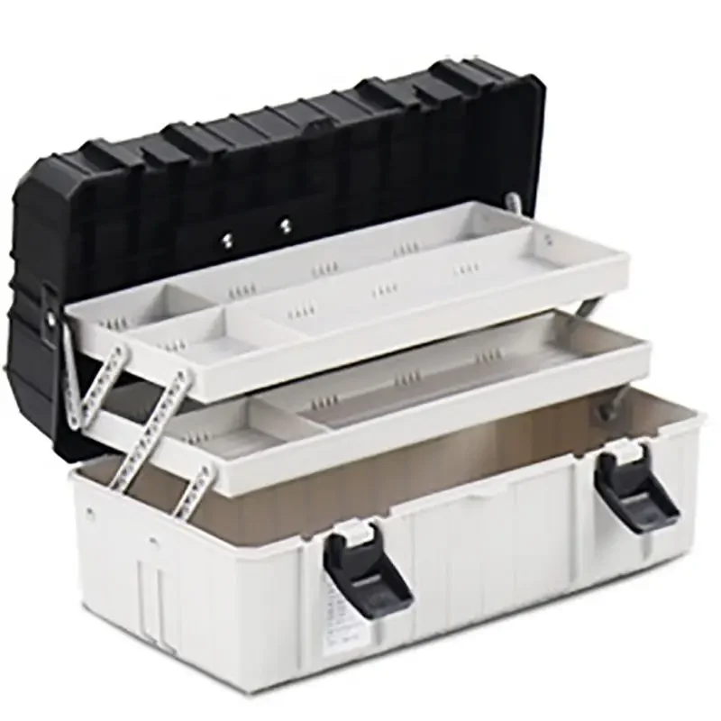 Caja de Herramientas plegable de plástico de tres capas, almacenamiento de herramientas de electricista, mantenimiento del hogar, Caja