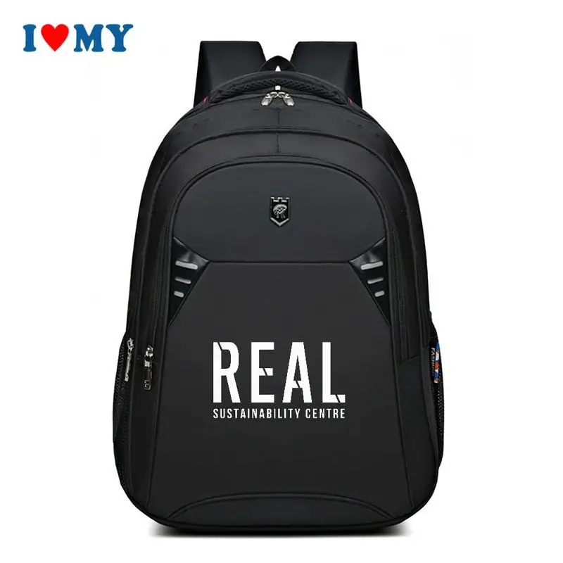 

REAL SUSTAINABILITY CENTRE Printing Black Sports Backpack for Men Women, Large Capacity Daypack for Travel School College