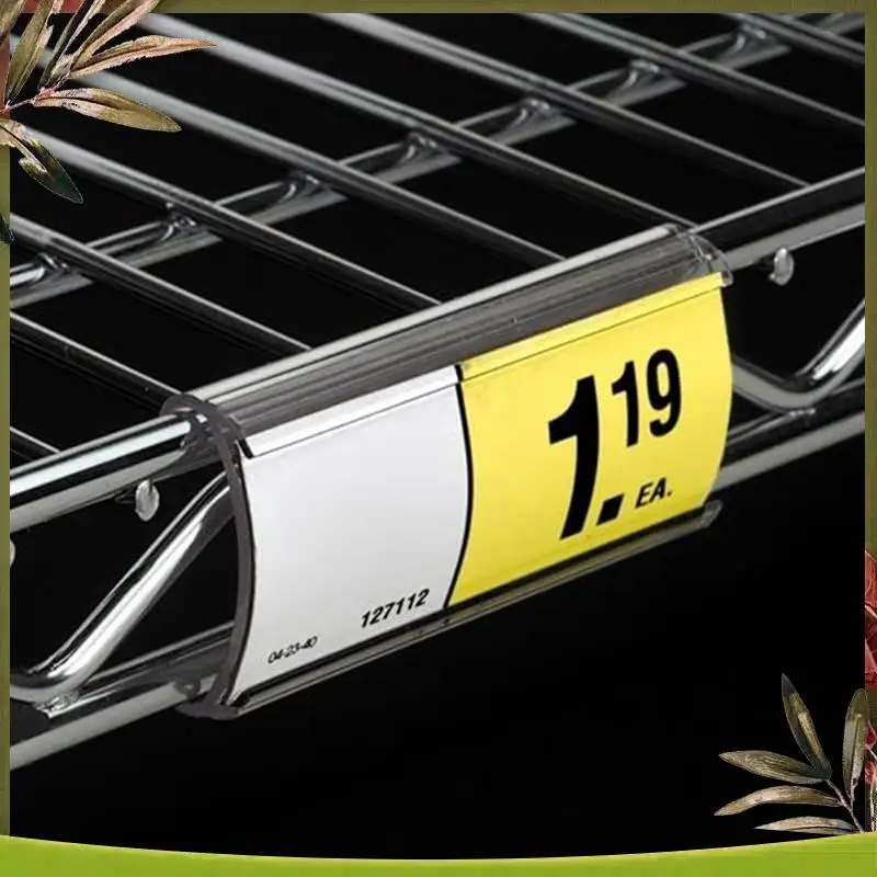 New-200 Pieces Wire Shelf Label Holders Set Plastic Label Shelf Clips With 200Pcs White Card Set Kit (2.95Inch X1.18 Inch)