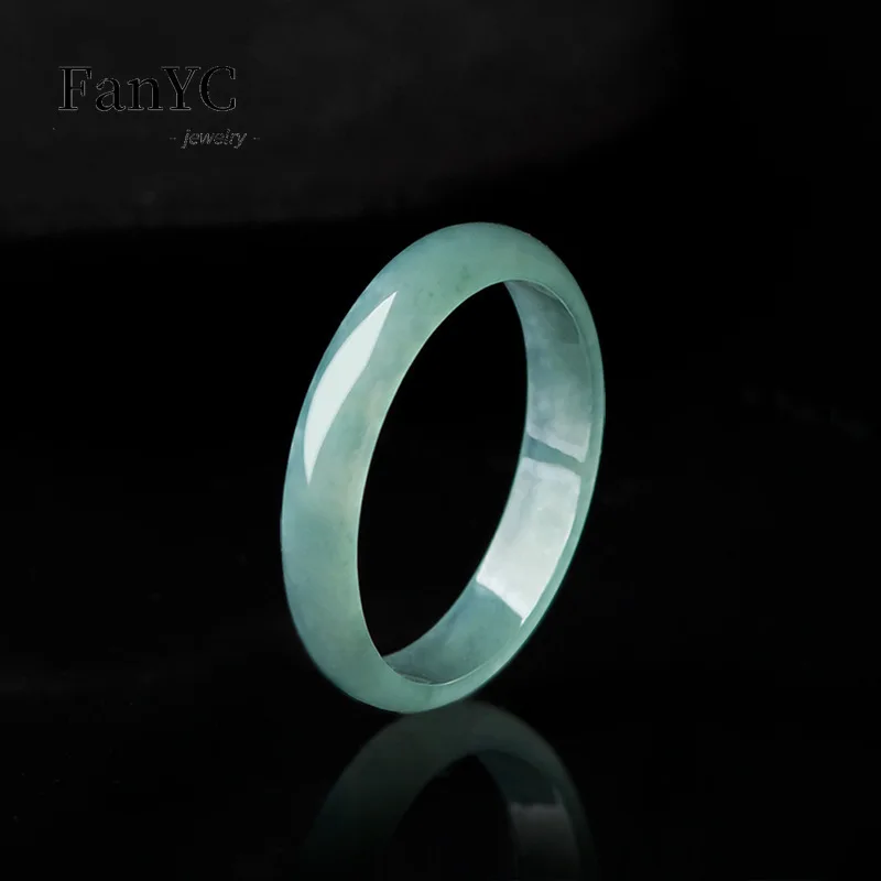 Myanmar A Goods Jadeite Blue Water Ring Men's and Women's Ice Fashion Simple Luxury Jewelry Holiday Gift