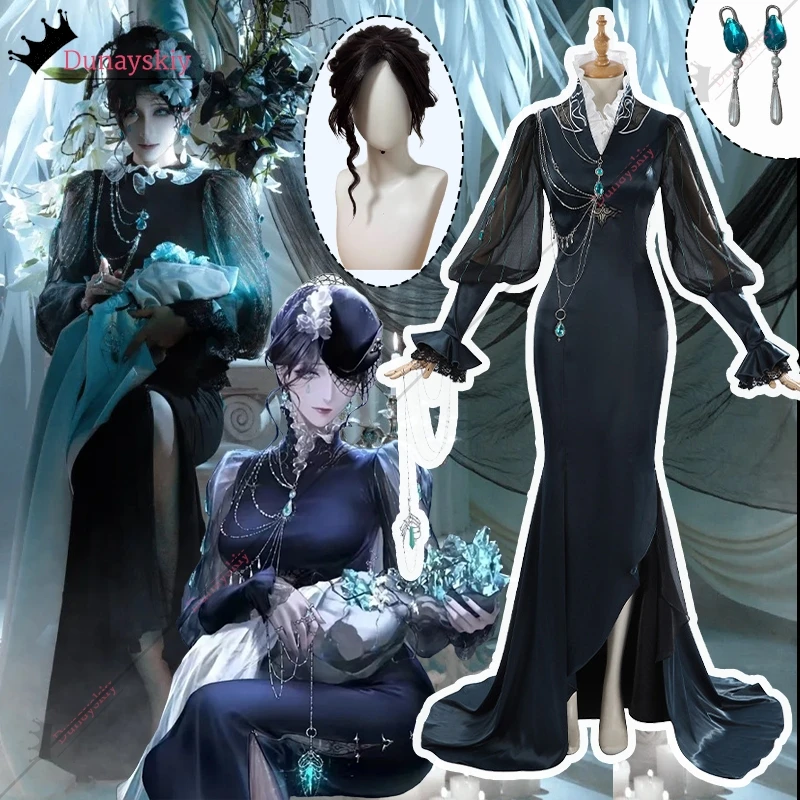 لعبة الطريق إلى أي مكان جيلينا تأثيري حلي فانوس الأكمام الأسود حورية البحر ثوب مسائي أنيمي حفلة جيلينا دعوى لعب الأدوار XS-2XL