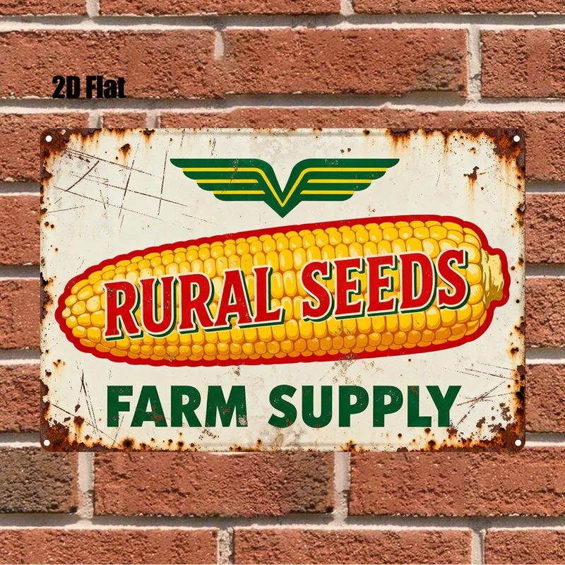 2D Flat, 1pc, Metal Sign, Vintage Corn Seed Farm Supply Sign, for Bathroom,Home Office, Kitchen Decor, Unique Gift Idea