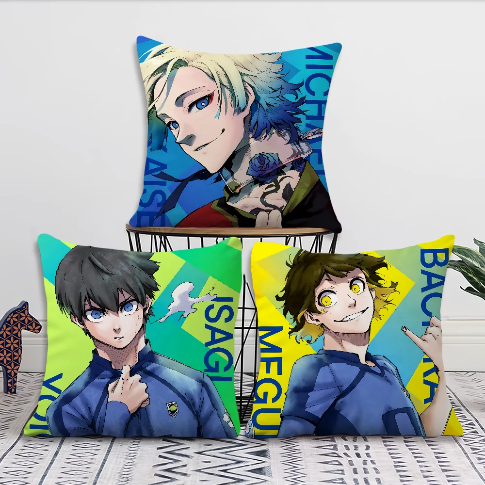 Anime Comic Art Cool B-Blue L-Lock Cushion Cover Comfortable Soft Pillow Case for Sofa Living Room Home Decor Protective Covers